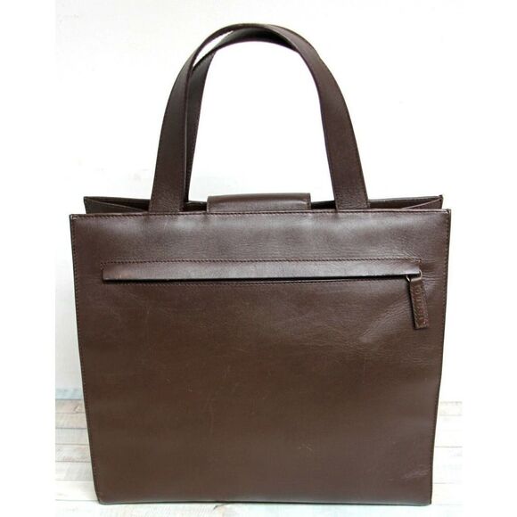 90th Y2K  Gucci BROWN GENUINE LEATHER SUEDE LINED LOGO HANDBAG PURSE SATCHEL - Picture 4 of 12